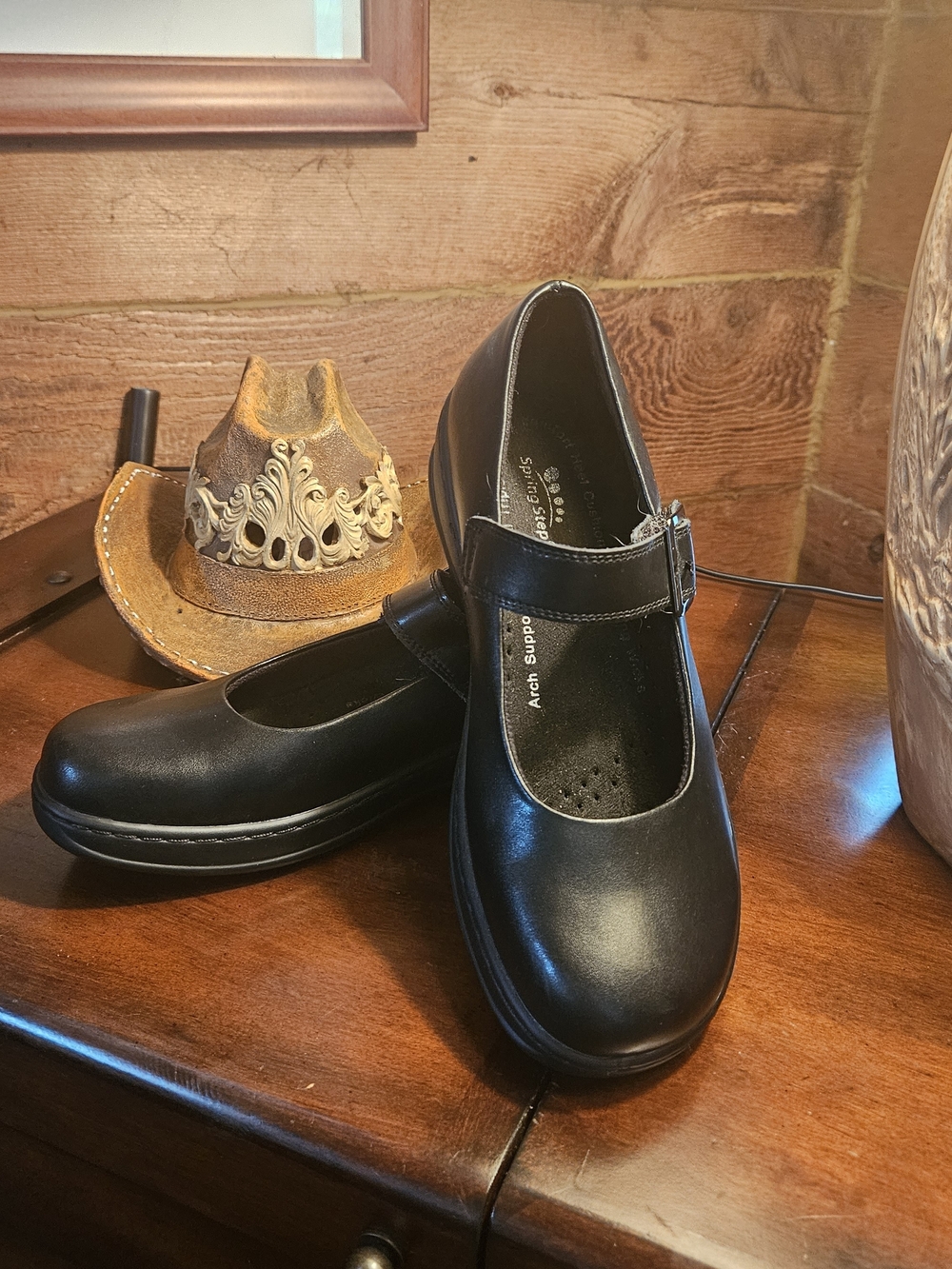 Spring Step Black Mary Jane Flats